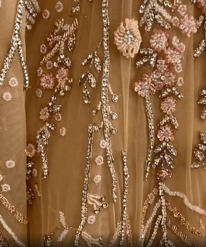 Aso Ebi 2020 Arabic Gold Luxurious Sexy Evening Dresses Beaded Crystals Prom Dresses Sheer Neck Formal Party Second Reception Gowns ZJ504