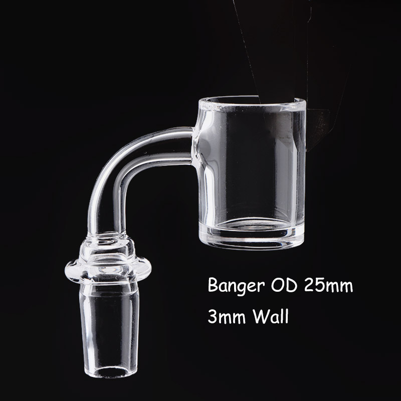 25mm OD Beveled Edge Quartz Banger With 4mm Bottom 10mm 14mm 18mm Handmade Quartz Banger Nails