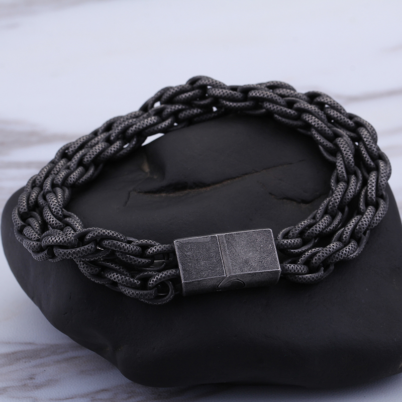 Cool Men Black Heavy Thick Rope Link Chain Bracelets High-end Men's Stainless Steel Titanium Steel Jewelry