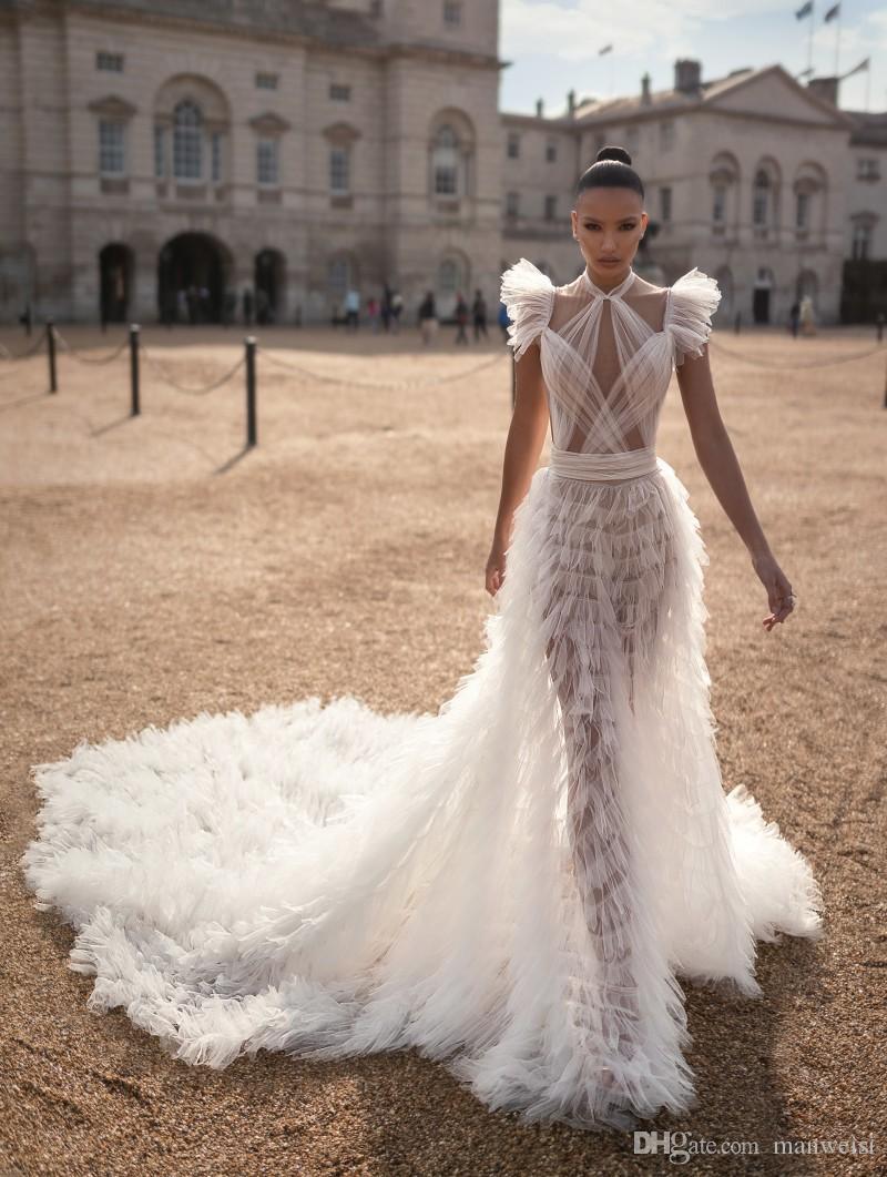 charchy a line sexy wedding dresses tiered skirts high neck ruffles cap sleeve bridal gowns vestidos de novia beach boho wedding dress