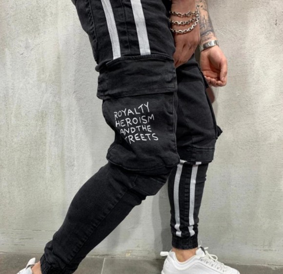 Men's Jeans Mens Black Pants For Men Hip Hop Holes Ripped Biker Slim Fit Zipper Jean Distressed