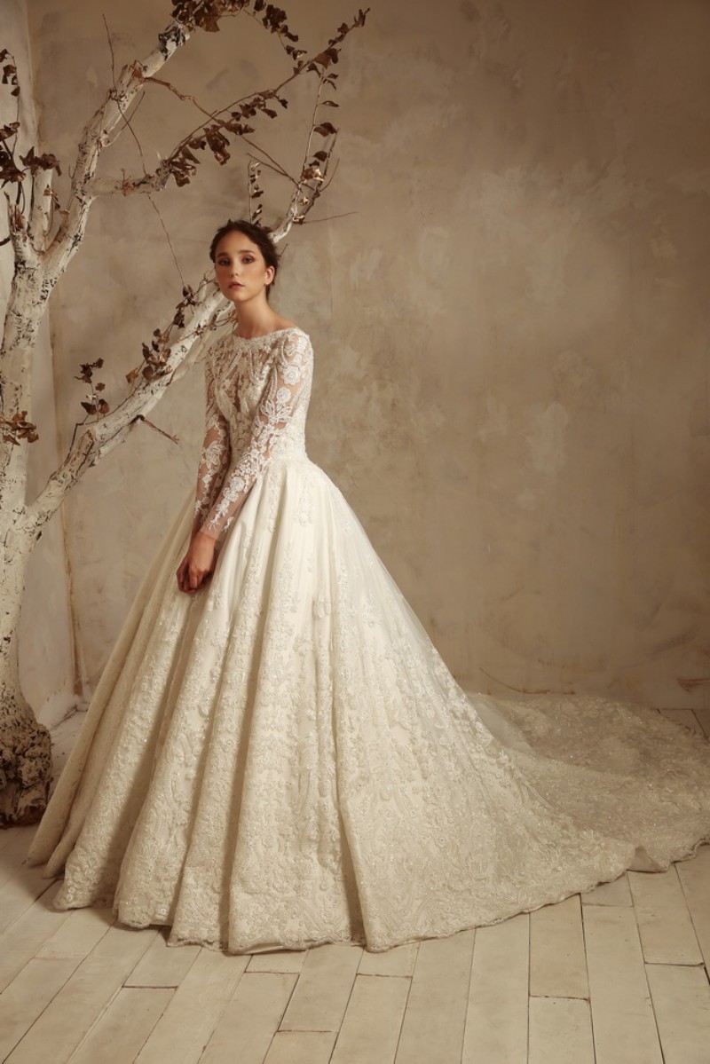 tony ward wedding dresses long sleeve lace appliqued bridal gowns a line country style plus size jewel neck wedding dress