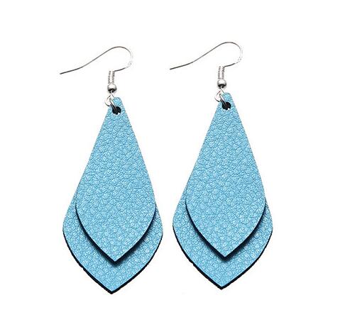 Leather ear ring set teardrop petals leaf leather pendant earrings female girl fashion elegant