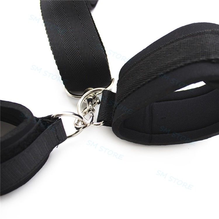 Bondage Wrist to Collar Handcuffs Ankle Cuffs Mouth Gag Neck Restraint Straps chain new #R56