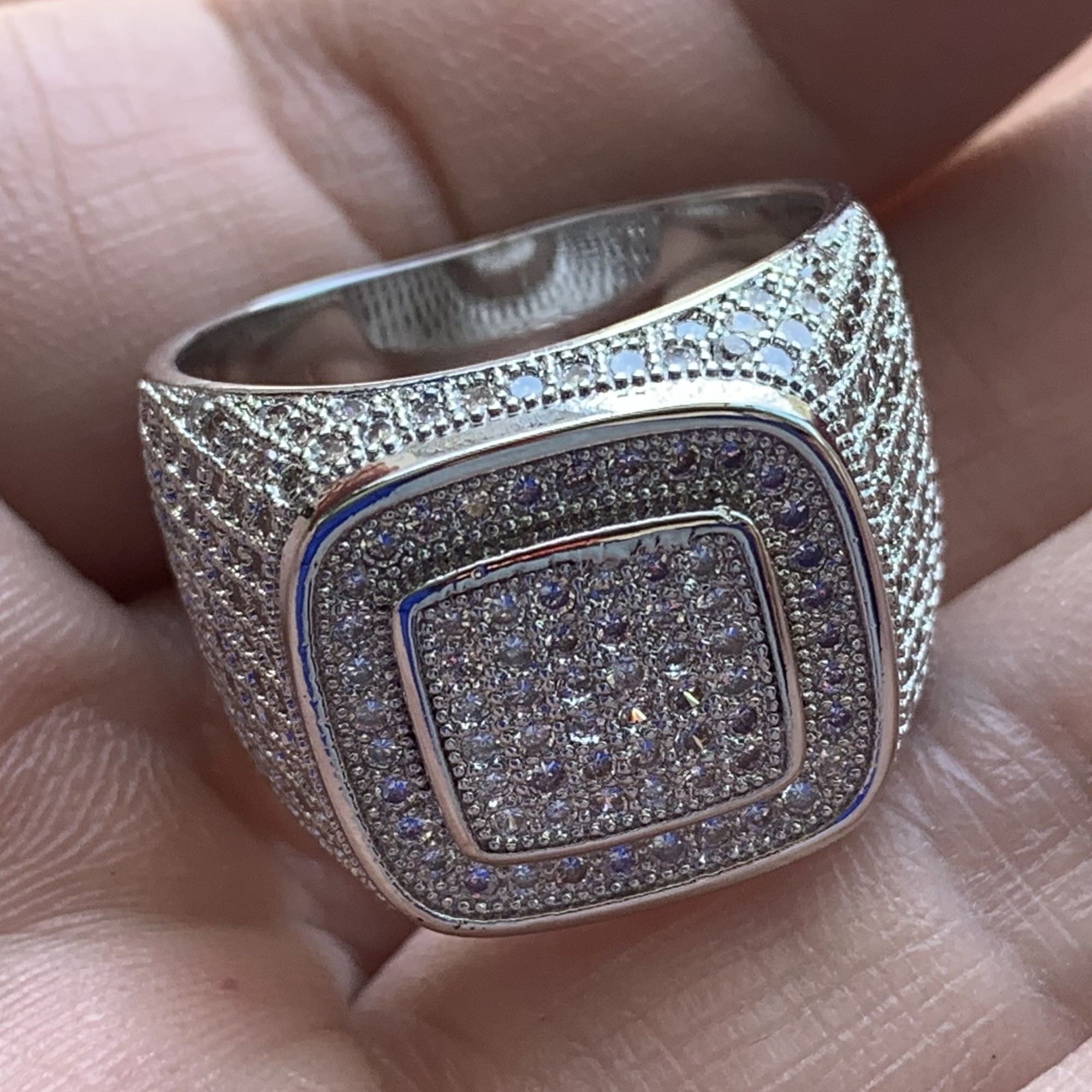 Infinity Luxury Jewelry Big Promotion 925 Sterling Silver Pave Tiny White Sapphire CZ Diamond Gemstones Wedding Finger Ring for Men Gift
