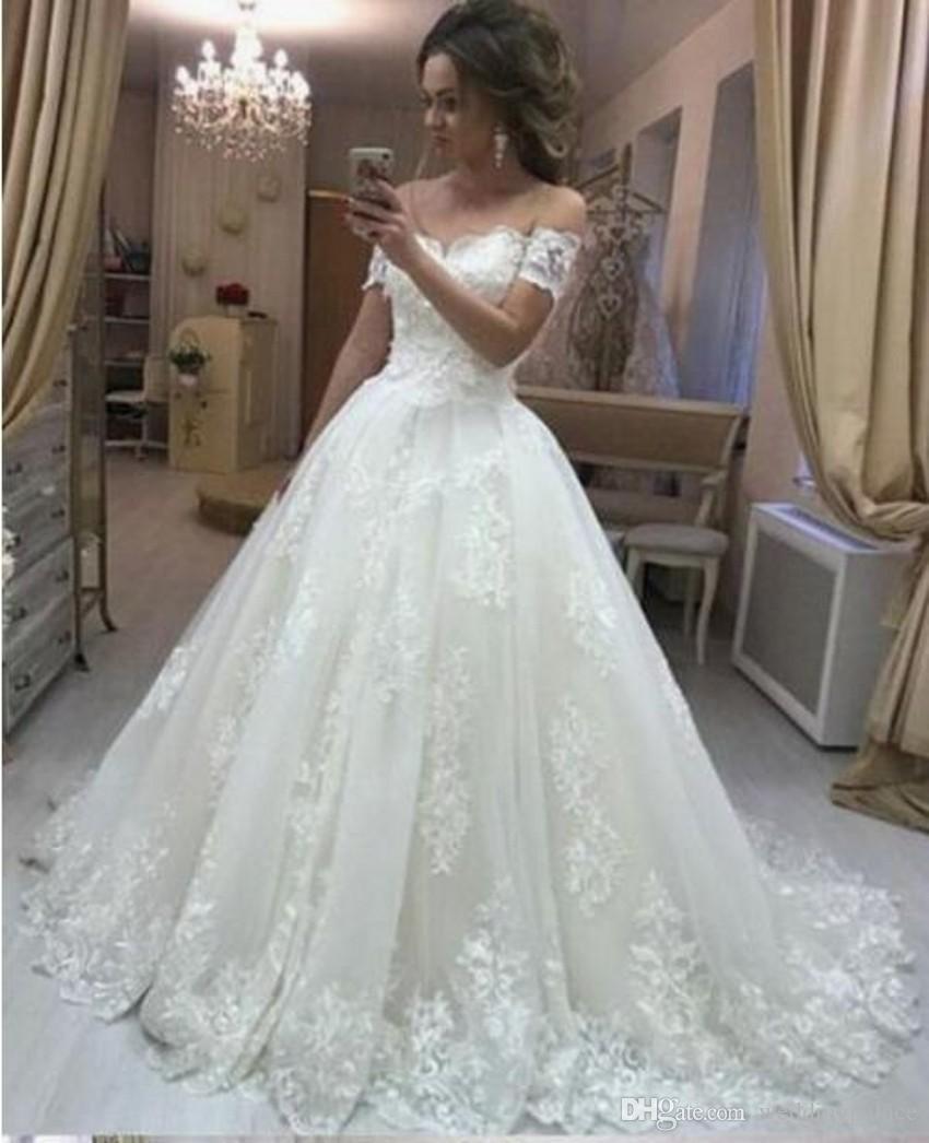 Plus Size Elegant Ball Gown Dresses Off Shoulder Bridal Lace Appliques Wedding Gowns Vestidos De Novia Custom Made s