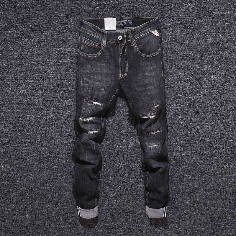 Fashion Streetwear Men Jeans Black Gray Destroyed Ripped Jeans Men Denim Pants Vintage Patchwork Designer Hip Hop Homme
Fashion Streetwear Men Jeans Black Gray Destroyed Ripped Jeans Men Denim Pants Vintage Patchwork Designer Hip Hop Homme