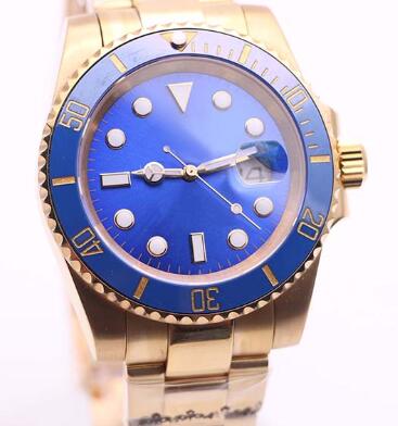 40MM Automatic Mens Watches Blue Dial With Gold Stainless Steel Bracelet Unidirectional Bezel With A White Cerachrom Top Ring 
40MM Automatic Mens Watches Blue Dial With Gold Stainless Steel Bracelet Unidirectional Bezel With A White Cerachrom Top Ring