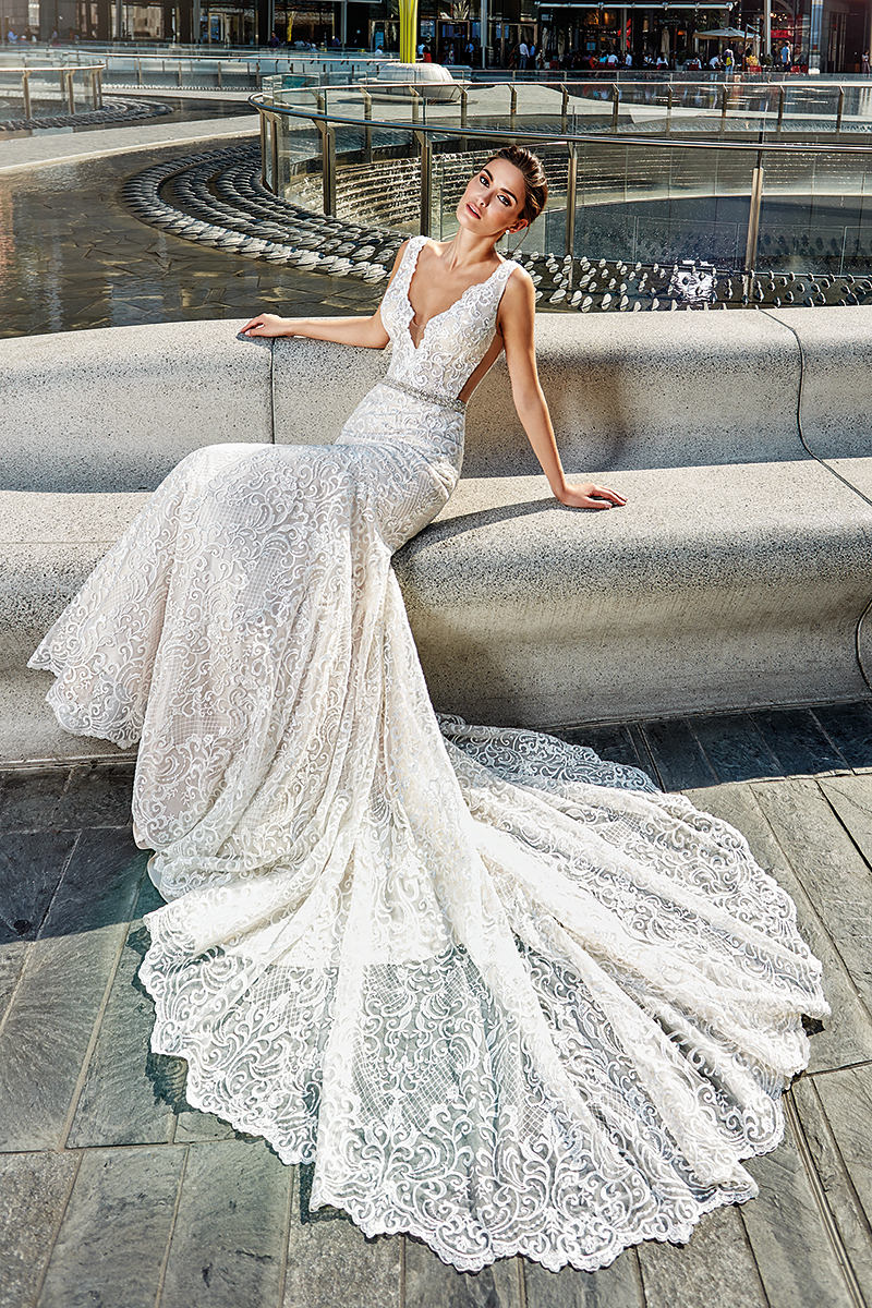 Eddy K 2019 Mermaid Wedding Dresses Full Lace Applique V Neck Sleeveless Bridal Gowns Sexy Backless Beach Wedding Dress Plus Size