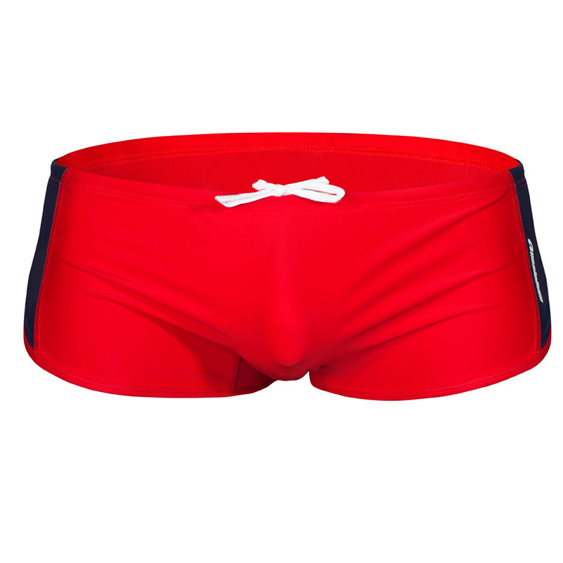 Men Swimsuit Breathable Swimwear Drawstring Waistband Beachwear Quick Dry Elastic Swim Trunks Black Blue Red Swim Briefs S-XL 220505
