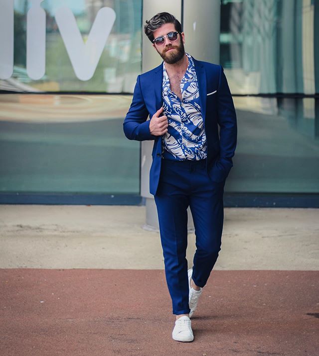 Vintage Navy Blue Mens Wedding Suits Slim Fit Two Button Notched Lapel Groom Wear Tuxedos Formal Prom Blazer Jacket (Jacket+Pants)