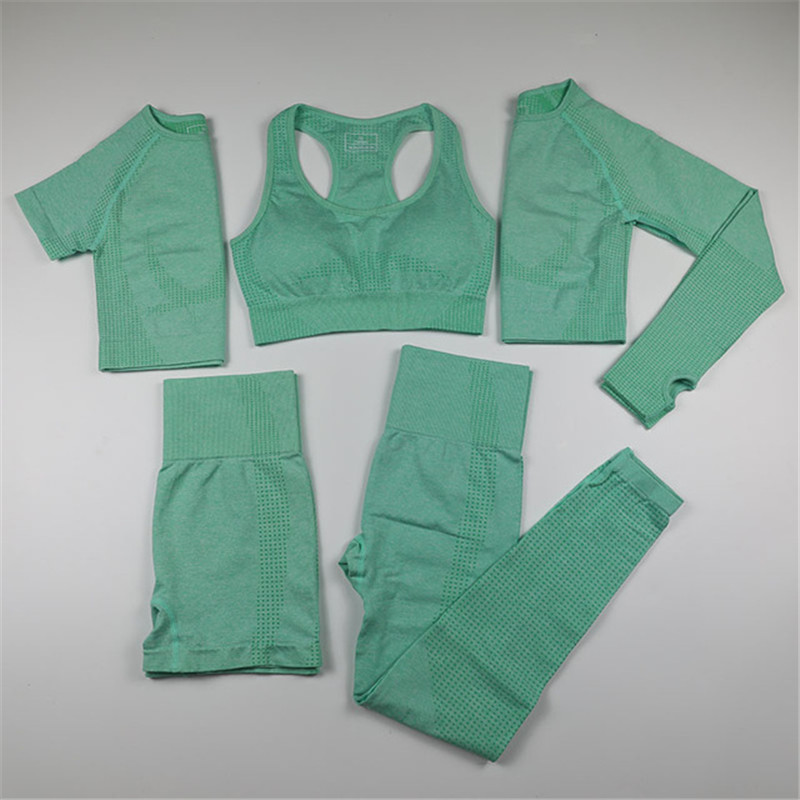 New color 5 Piece Vital Seamless Yoga Set Sport Wear Gym Clothing Short/Long Sleeve Crop Top High Waist Leggings Sports Suit, 5pcs green set
New color 5 Piece Vital Seamless Yoga Set Sport Wear Gym Clothing Short/Long Sleeve Crop Top High Waist Leggings Sports Suit, 5pcs green set