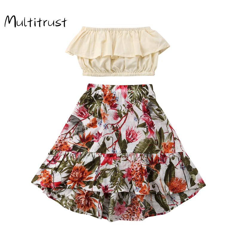 Multitrust Little Girls Summer 2PCS Outfit Set Off Shoulder Solid Color Crop Top +Flower Pattern Elastic Band Pants Set, As pic
Multitrust Little Girls Summer 2PCS Outfit Set Off Shoulder Solid Color Crop Top +Flower Pattern Elastic Band Pants Set, As pic