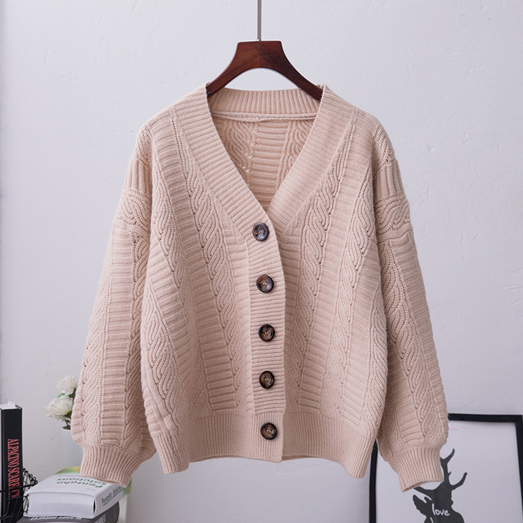V-neck Sweater Women's New Korean of White Loose Large Size Lazy Wind Cardigan Knitting Tops T200101