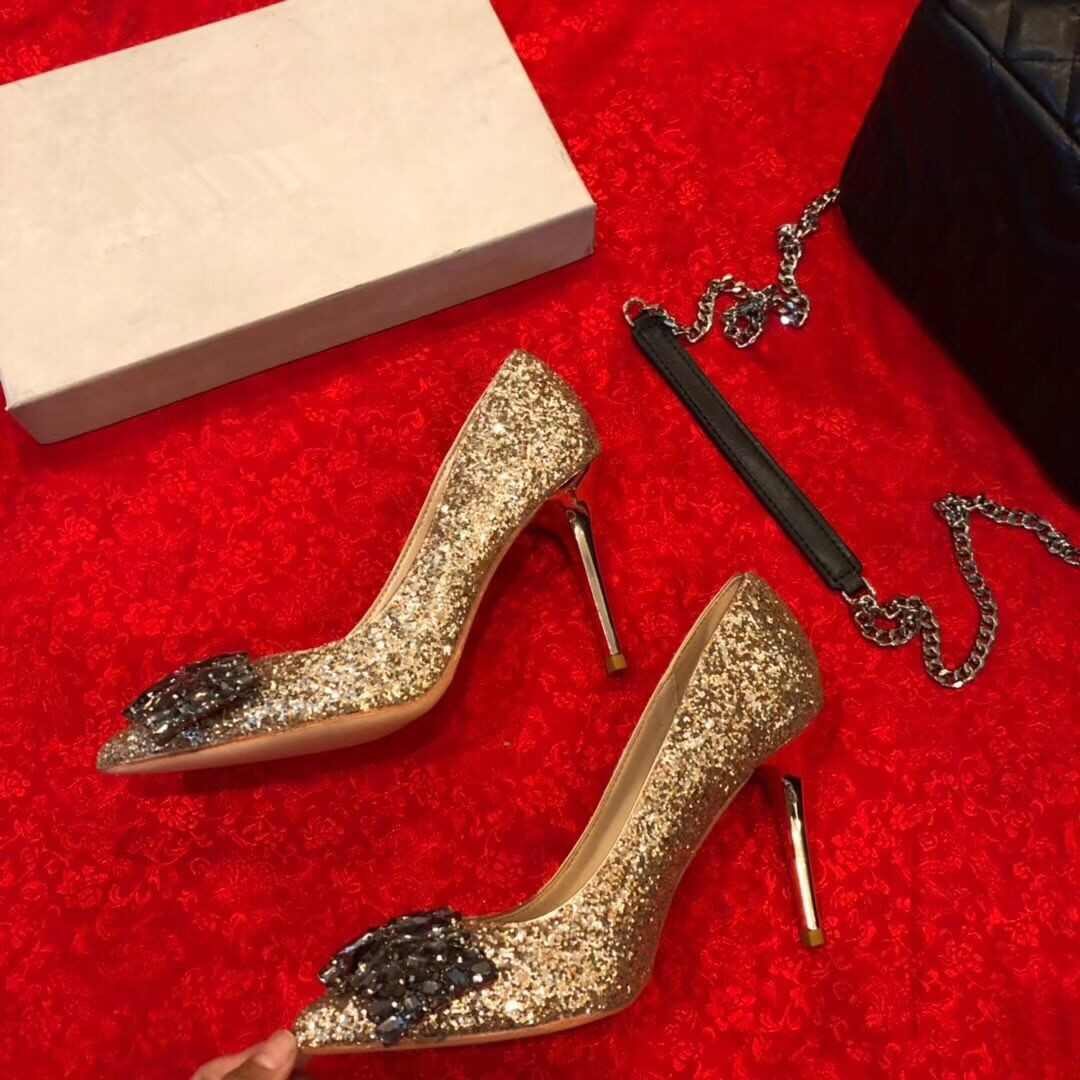 Casual Designer Sexy lady fashion gold glitter bow crystal point toe high heel pump thin heels Stiletto bride wedding shoes brand new 10cm, Black
Casual Designer Sexy lady fashion gold glitter bow crystal point toe high heel pump thin heels Stiletto bride wedding shoes brand new 10cm, Black