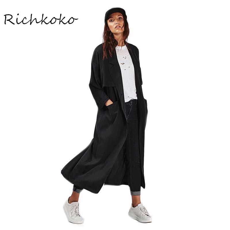 RichKoKo Fashion Slim Basic Coats Women Long Sleeve Female Brief Style Longline Outwear Turn-down Collar Casual Trench Coats, Black
RichKoKo Fashion Slim Basic Coats Women Long Sleeve Female Brief Style Longline Outwear Turn-down Collar Casual Trench Coats, Black