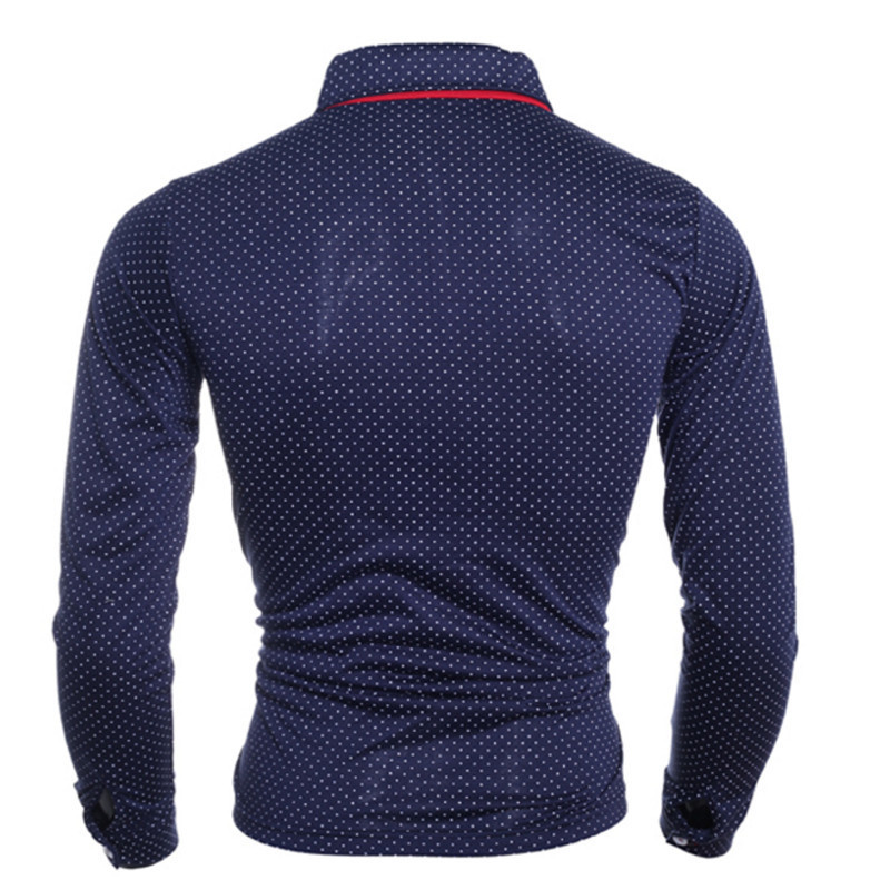 2019 New Spring Fashion Mens Dot Long Sleeve Polo Shirts Stand Collar Male Solid Polo Shirt Free Shipping Plus Size M-3xl MX190711