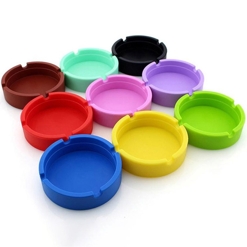 Soft Silicone Ashtray Round Luminous Mini Ash Tray Portable Anti-Scalding Cigarette Holder Home Novelty Crafts Smoking Accessories YFA2257