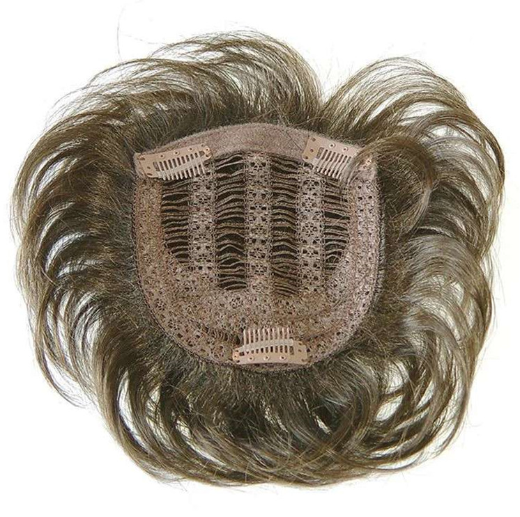 Grey mixed black brazilian cuticle aligned remy hair curly women human hair closure - toppper hairpiece machine made 120g medium density