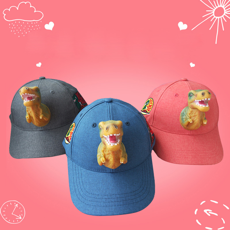 2019 Fashion Christmas New Year Gift Visor Women Children Cup Cotton Animal Girl Boy Hat 3D Tyrannosaurus Embroidery Dinosaur