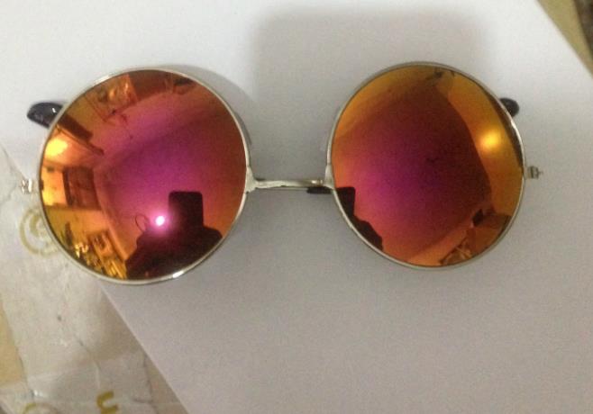 Children Gothic Sunglasses kids Round Mirrored Lens Gold Metal Frame Glasses Girl Boy Sunblock colorful