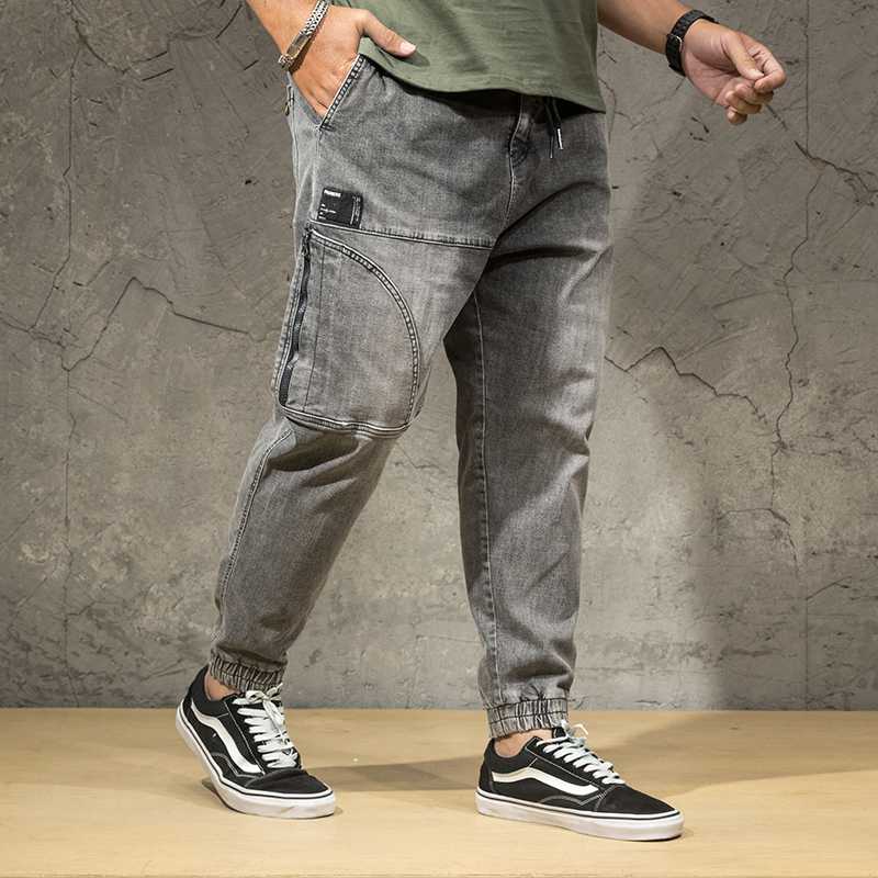 Large size New arrival high quality casual slim elastic gray jeans men's Harem pants Loose jeans men Big Overalls Ankle pants 
Large size New arrival high quality casual slim elastic gray jeans men's Harem pants Loose jeans men Big Overalls Ankle pants