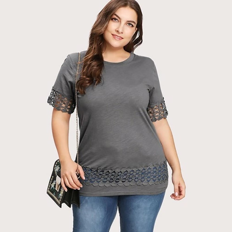 5XL Plus Size Casual Blouse Women 2020 Summer O Neck Short Sleeve Lace Patchwork Blouse Grey Ladies Tunic Tops, Gray
5XL Plus Size Casual Blouse Women 2020 Summer O Neck Short Sleeve Lace Patchwork Blouse Grey Ladies Tunic Tops, Gray