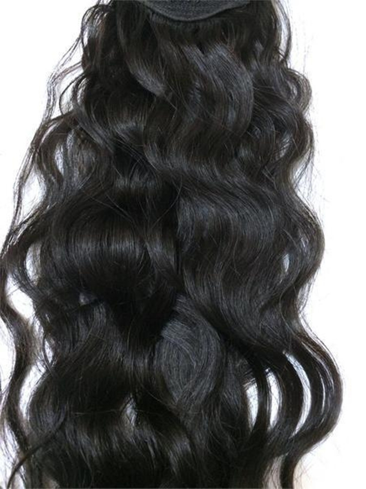 Celebrity wrap around wavy curly pony tail brazilian remy 1pcs 160g ponytail hairpiece drawstring ponytail extension clip in/on black brown