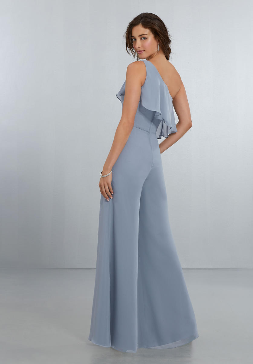 Fashion Jumpsuit Bridesmaid Dresses Ruffled One Shoulder Wedding Guest Dress or Length Chiffon Pant Suits Plus Size Maid Of Honor Gowns