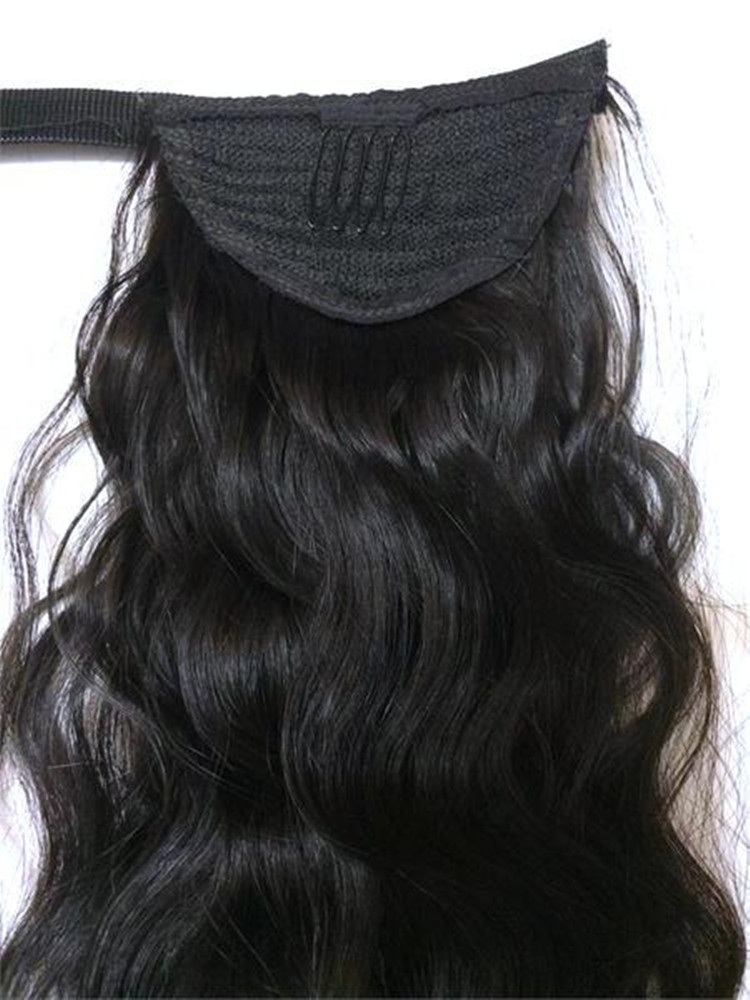 Celebrity wrap around wavy curly pony tail brazilian remy 1pcs 160g ponytail hairpiece drawstring ponytail extension clip in/on black brown