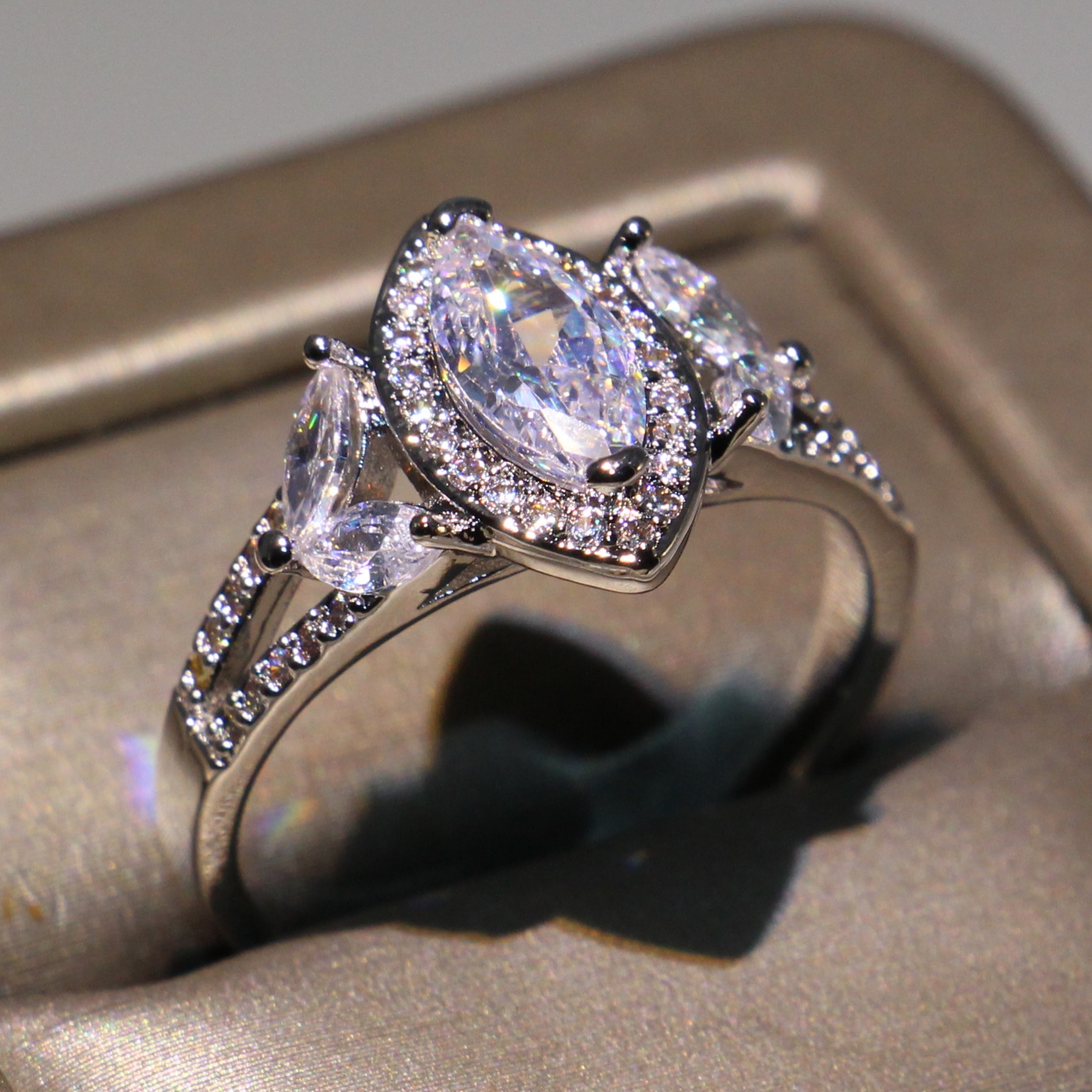 Sparkg Infinity Sterg Sier Marquise White Topaz CZ Dia Eternity Wedding Ring for Women, 2024 Collection