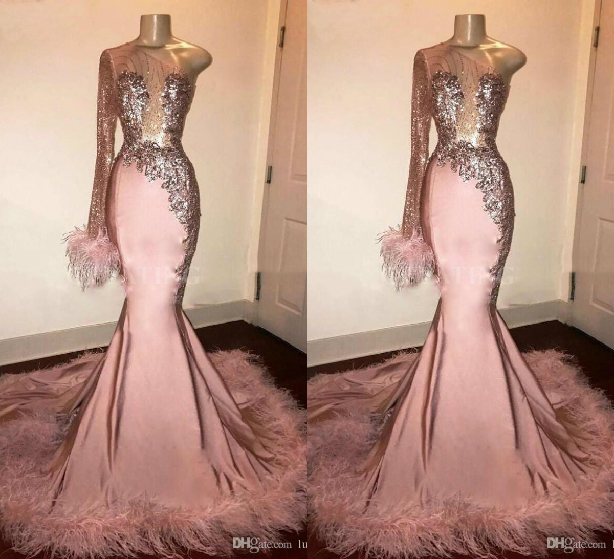 Glitter Sequin Mermaid Prom Dresses Pink Black Girl with Feathers Formal Evening Gowns Sweep Train One Shoulder African vestidos de fiesta, Green
Glitter Sequin Mermaid Prom Dresses Pink Black Girl with Feathers Formal Evening Gowns Sweep Train One Shoulder African vestidos de fiesta, Green
