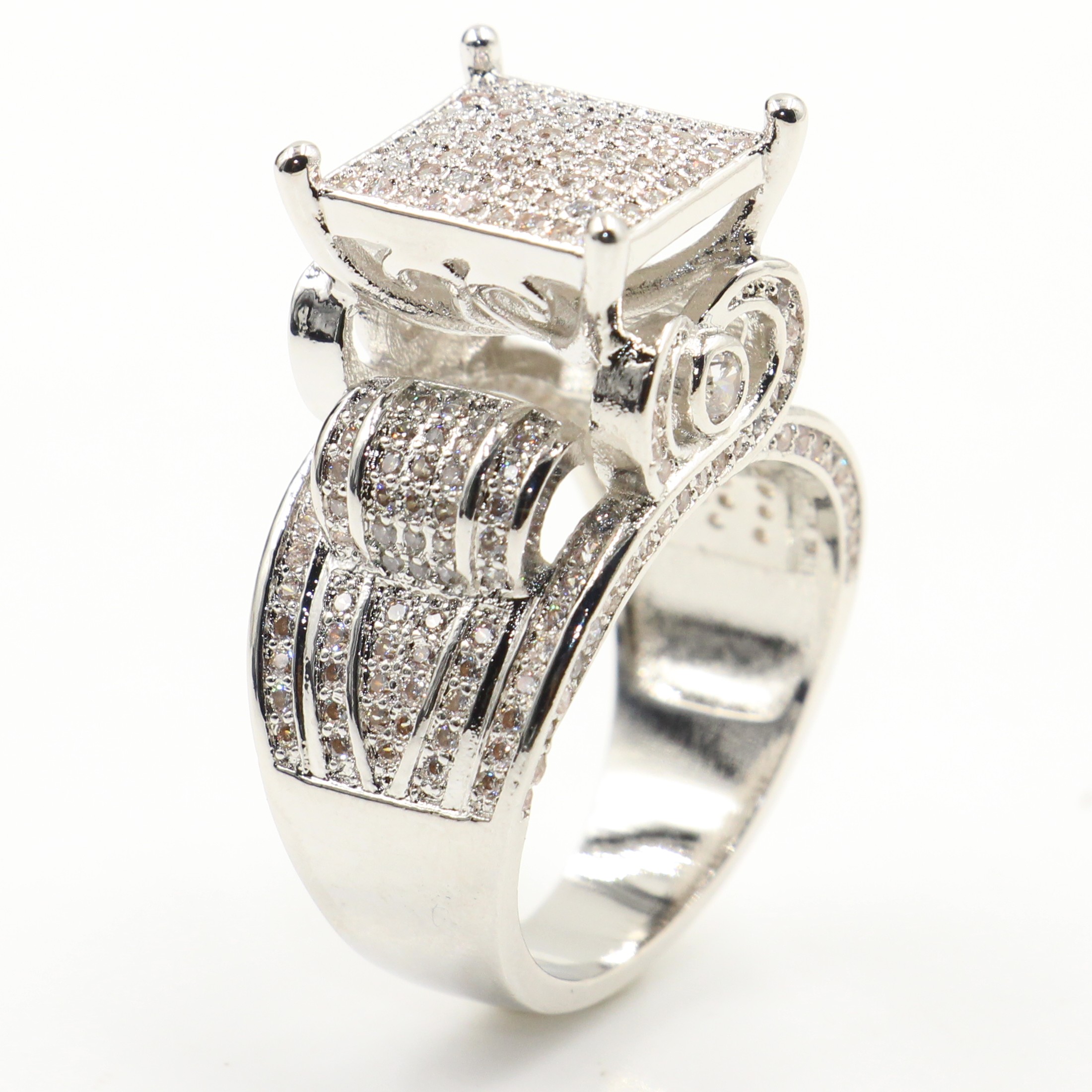 Animal Owl Ring | Sterg Sier White Sapphire CZ Dia Wedding Band for Women