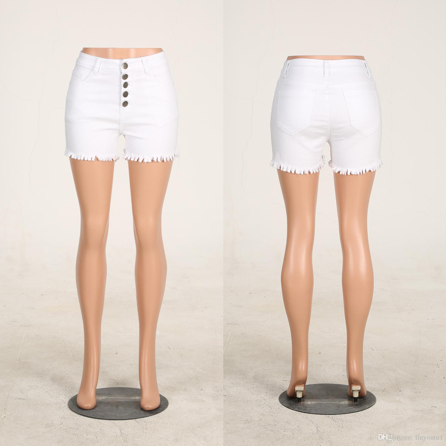 2020 Hot Summer Women Casual High Waisted Short Mini Button Short Pants Black White Sexy Shorts