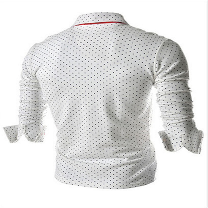 2019 New Spring Fashion Mens Dot Long Sleeve Polo Shirts Stand Collar Male Solid Polo Shirt Free Shipping Plus Size M-3xl MX190711