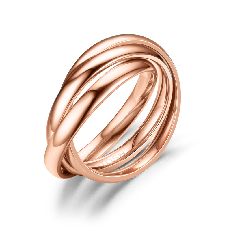 Rose Gold 3 Rings Wrapped Lovers Finger Ring Band Wedding Engagement Rings for Couples New Titanium Stainless Steel Gold Silver Color Jewelry Wholesal