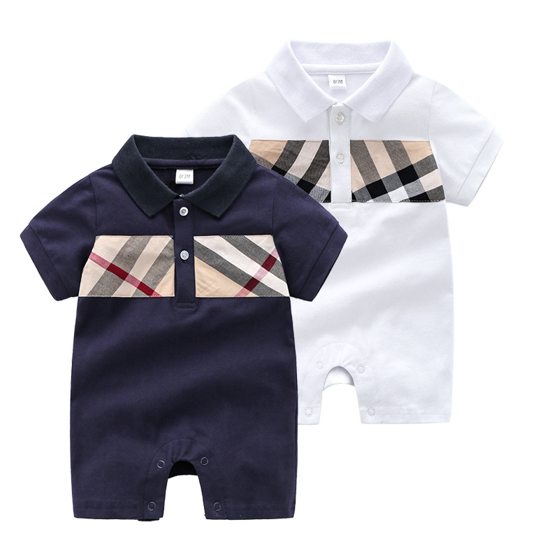 INS hot fashion brand Baby Clothes Plaid Romper Bodysuit outfit Pure Cotton Newborn Summer short sleeve Romper Kids Designer Infant Jumpsuit от DHgate WW