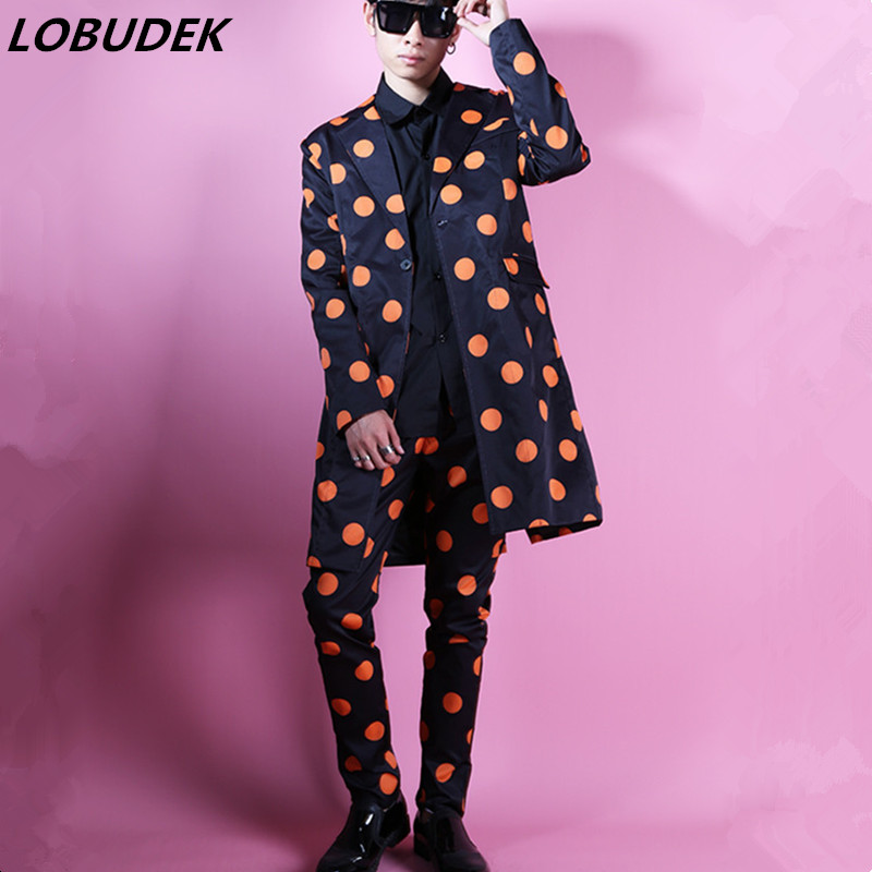2 Pieces Orange Dot Mid-length Blazer Ninth Pants Suit Male Singer Stage Concert Performance Clothes Streetwear Hip Hop Costume
2 Pieces Orange Dot Mid-length Blazer Ninth Pants Suit Male Singer Stage Concert Performance Clothes Streetwear Hip Hop Costume