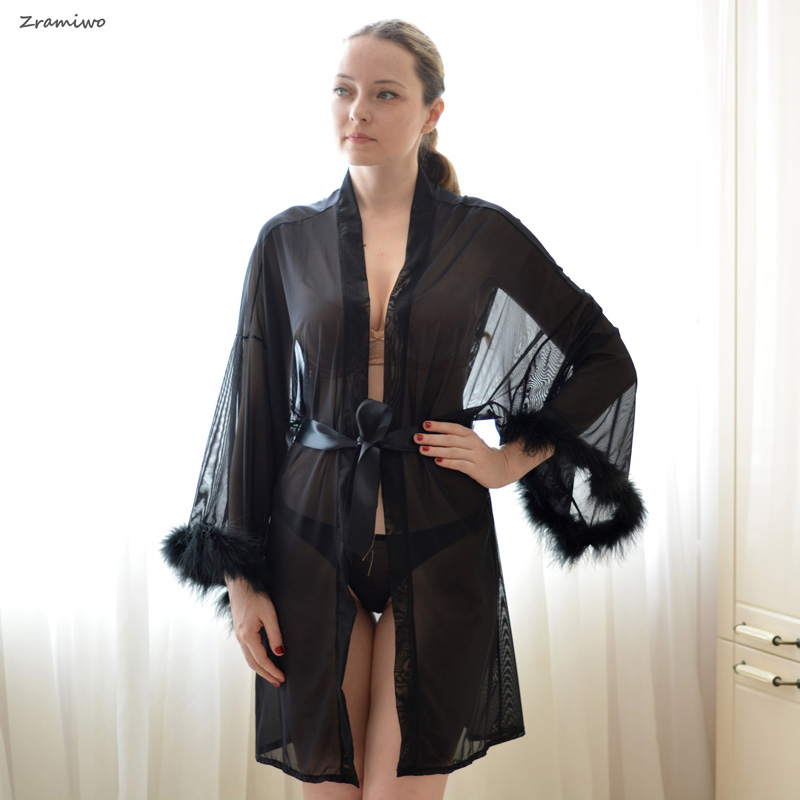 Fluffy Sheer Robe Mesh Lingerie Sets Nude Nightgown Chemise Sexy Negligee Soft Bathrobe, Black
Fluffy Sheer Robe Mesh Lingerie Sets Nude Nightgown Chemise Sexy Negligee Soft Bathrobe, Black