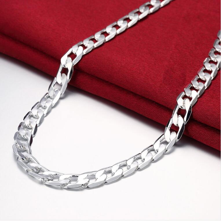 Brand new 10MM half sideways sterling silver plate necklace STSN005,hot sale fashion 925 silver Chains necklace factory direct sale