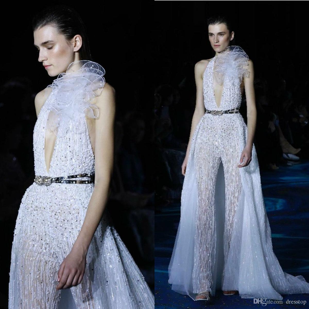 Zuhair Murad Jumpsuits Sexy Prom Dresses 2019 Halter Deep V Neck Sequined Beads Evening Gowns with Detachable Overskirt robes de soirée, Black;red
Zuhair Murad Jumpsuits Sexy Prom Dresses 2019 Halter Deep V Neck Sequined Beads Evening Gowns with Detachable Overskirt robes de soirée, Black;red