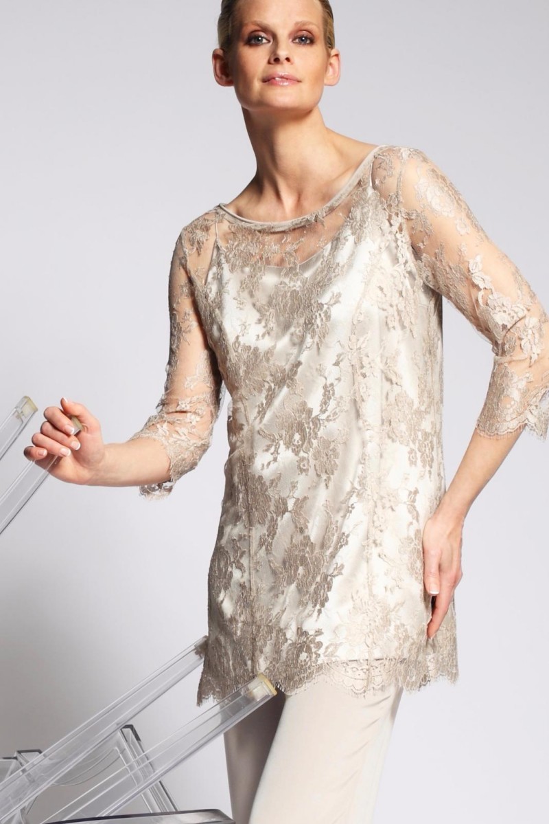cheap chiffon mother of the bride pant suits jewel neck lace appliqued evening gowns plus size wedding guest dresses