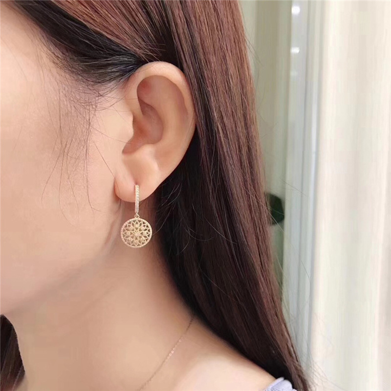 14K Gold Real Diamond Earring Round Hollow Wedding Gemstone for Women Peridot Bizuteria Grrnet Drop Earring Jewelry Orecchini LY191203