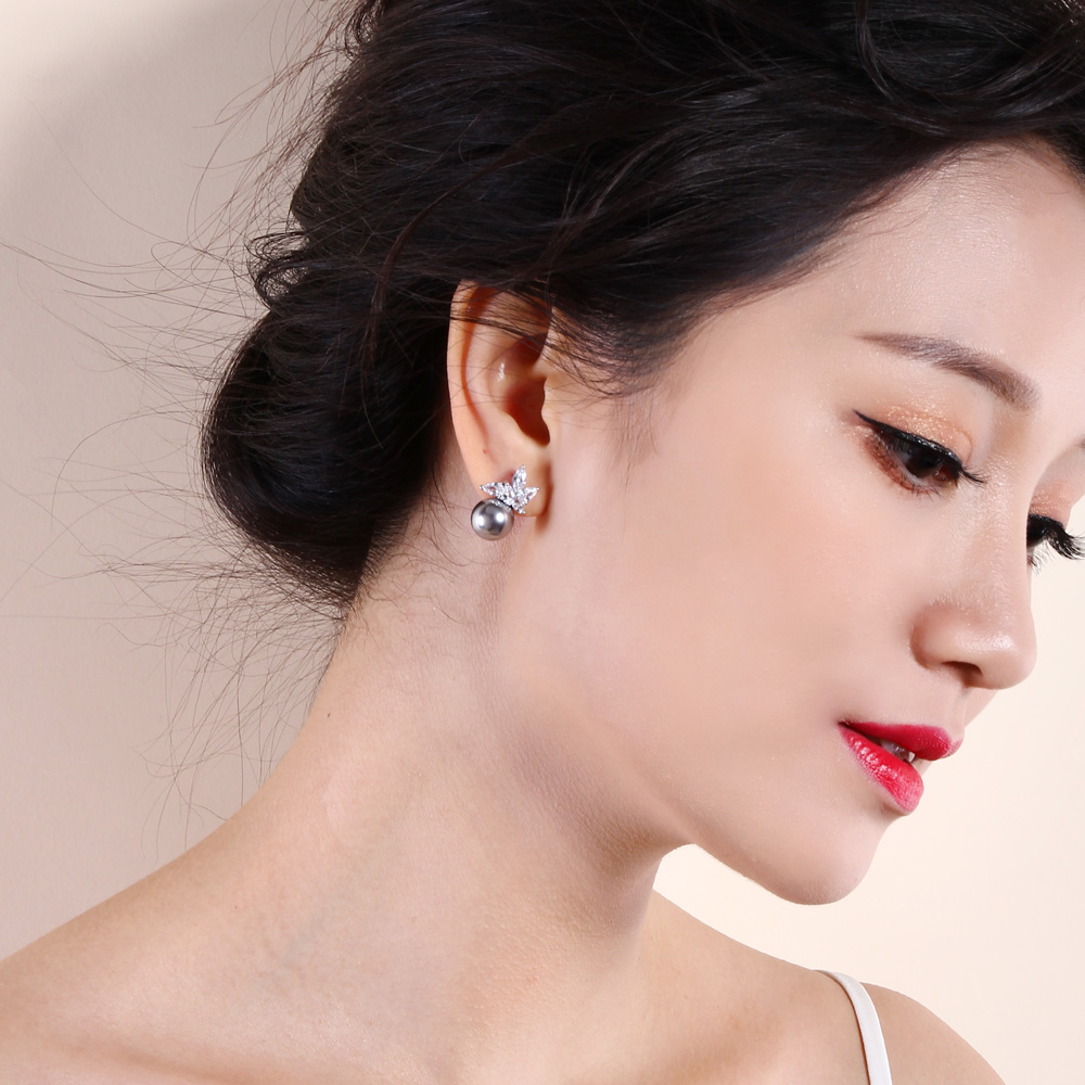 Fashion stud earrings with simulated gray pearl oorbellen dropshipping wholesale Women Earring Statement jewelry