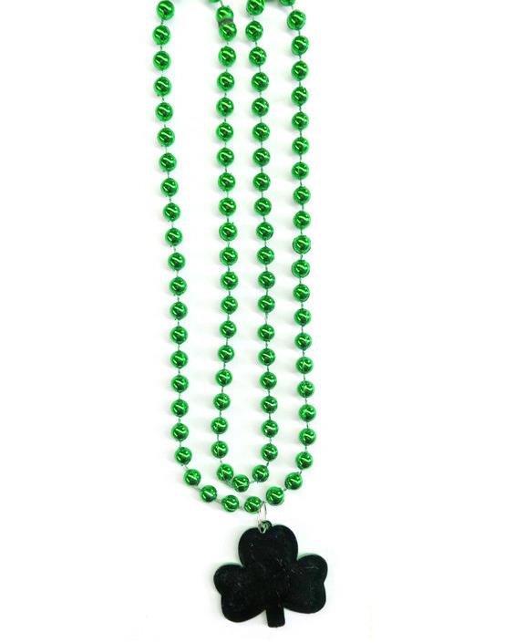 St. Patrick's Day Necklace Bracelet Shamrock Clover Green Hat Beaded Pendant Necklace Holiday Favors Party Festival DIY Decoration
