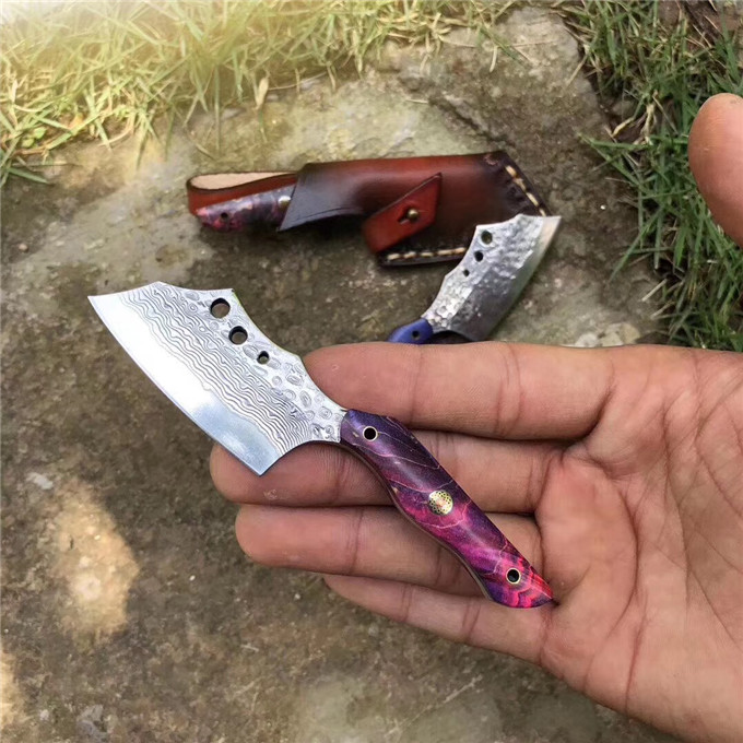 New Small Damascus Fixed Blade Kitchen Knife VG10 Damascus Steel Blade Full Tang Wood Handle Knives With Leather Sheath
New Small Damascus Fixed Blade Kitchen Knife VG10 Damascus Steel Blade Full Tang Wood Handle Knives With Leather Sheath