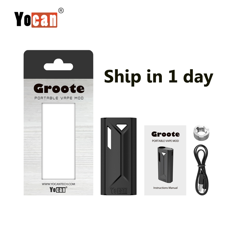 Original Yocan Groote Box Mod E-cigarette Kits Battery Preheat Variable Voltage with Magnetic Connector Oil Fit For 510 Thread Tank In Stock
Original Yocan Groote Box Mod E-cigarette Kits Battery Preheat Variable Voltage with Magnetic Connector Oil Fit For 510 Thread Tank In Stock