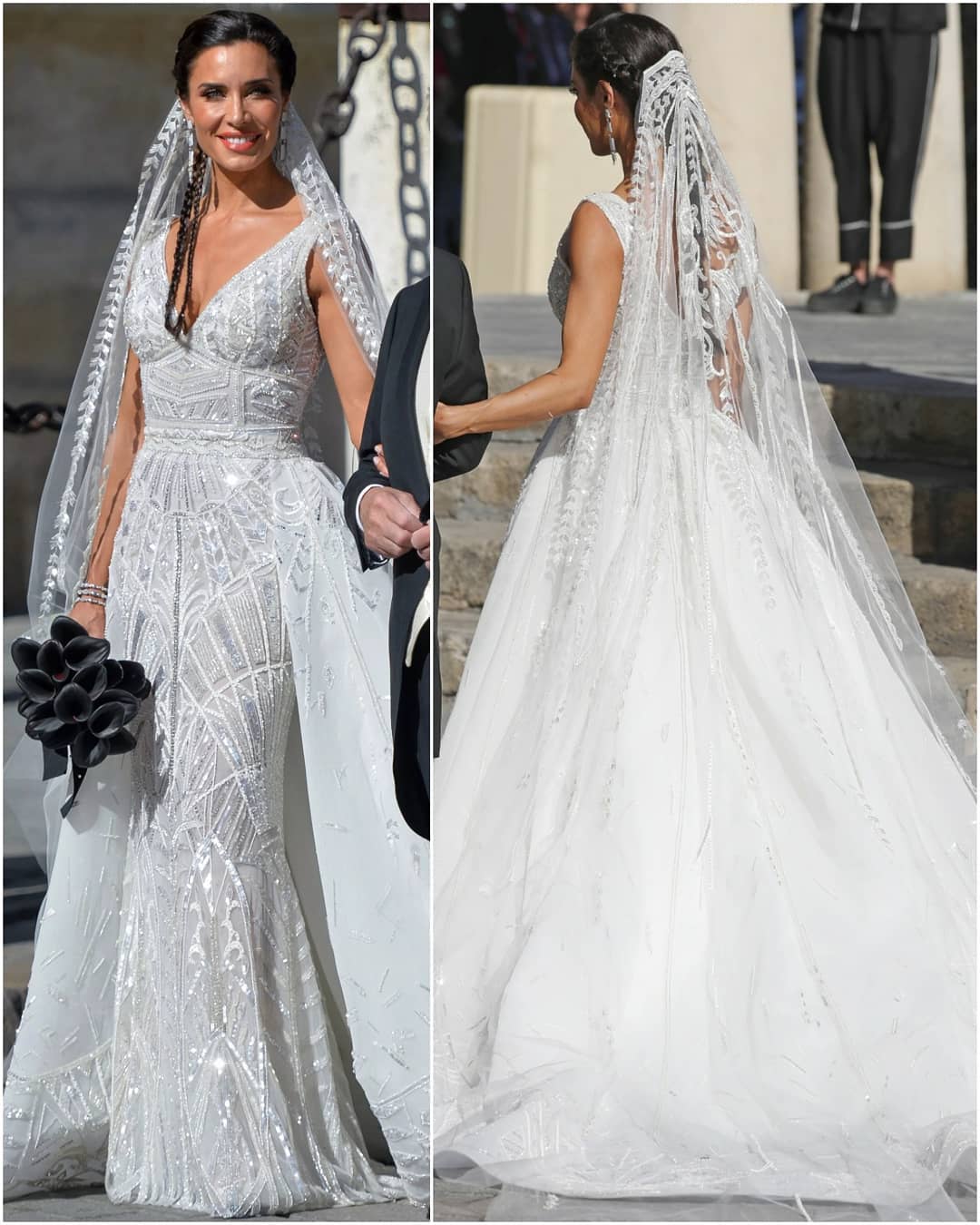 Classic Mermaid Wedding Dresses V Neck Appliques Sequins Lace Custom made Bridal Gowns With Long Detachable Sweep Train Robes De Mariée, Lavender
Classic Mermaid Wedding Dresses V Neck Appliques Sequins Lace Custom made Bridal Gowns With Long Detachable Sweep Train Robes De Mariée, Lavender