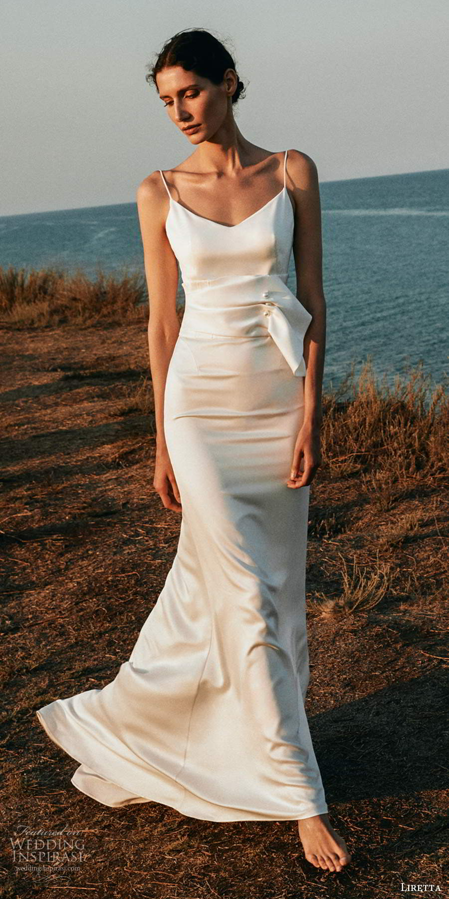 Beach Wedding Dresses Sexy Spaghetti Satin Mermaid Bridal Gowns Simply Style Bohemian Backless Floor Length Wedding Dress