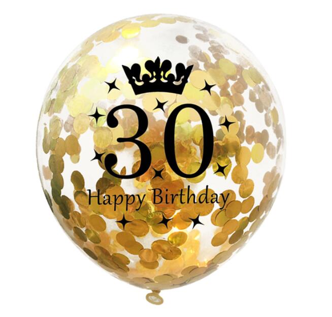 Confetti Birthday Balloons 12 Inch Inflatable Latex Clear Confetti Balloon 30 40 50 Anniversary Birthday Party Decoration